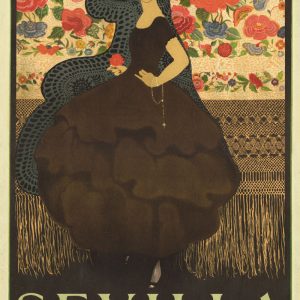 Reproducción del cartel de las Fiestas de Primavera de Sevilla, 1922, en alta calidad.