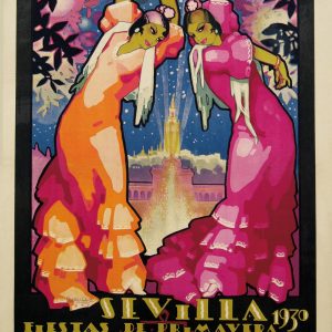 Reproducción del cartel de las Fiestas de Primavera de Sevilla, 1930, en alta calidad.