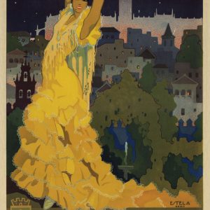 Reproducción del cartel de las Fiestas de Primavera de Sevilla, 1933, en alta calidad.