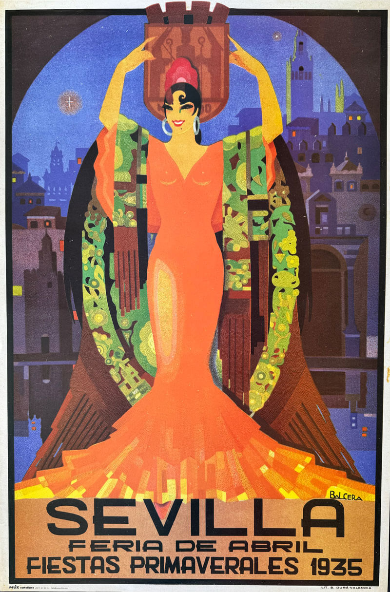 Reproducción del cartel de las Fiestas Primaverales de Sevilla, 1935, en papel couché.