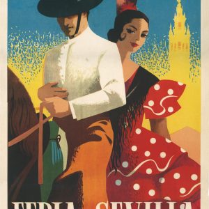 Póster de alta calidad del cartel original de la Feria de Sevilla, 1961.