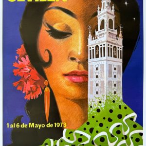 Póster de alta calidad del cartel original de la Feria de Sevilla, 1973.