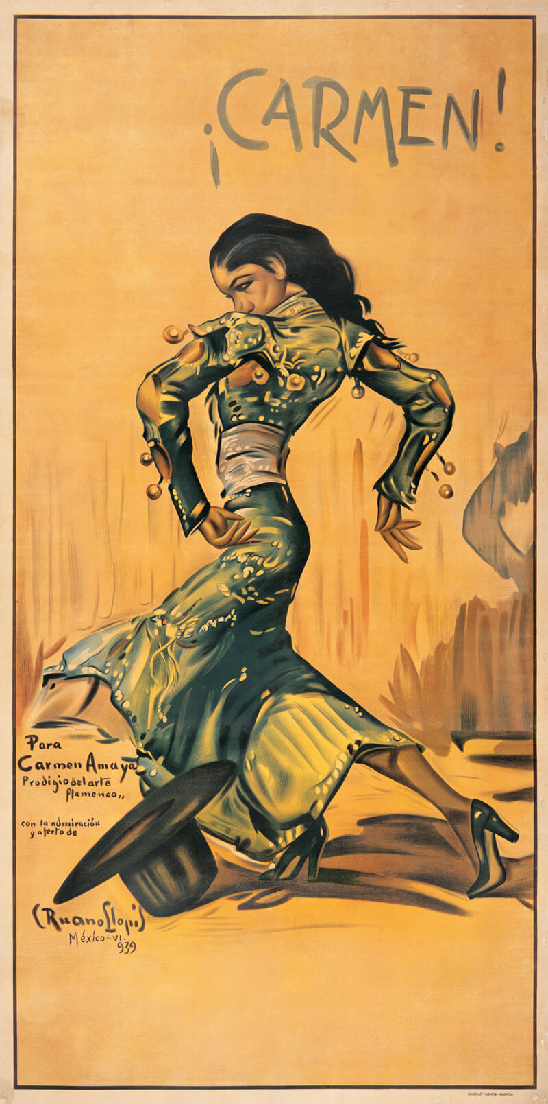 Póster en papel couché del cartel Carmen, diseñado por C. Ruano Llopis.