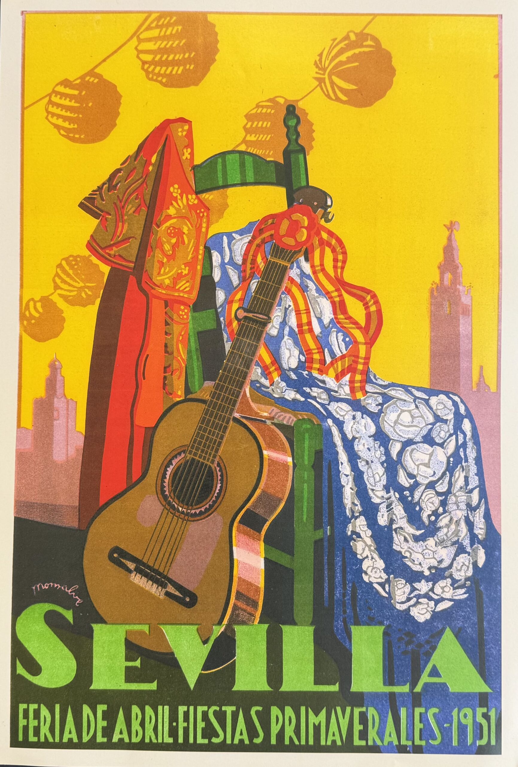 Reproducción del cartel Sevilla Fiestas Primavera 1951 impreso en papel couché